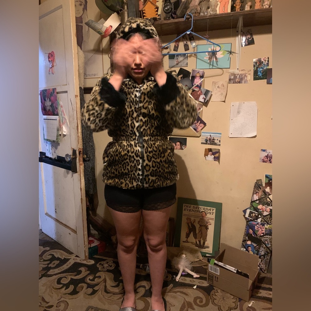 Leopard print casual times faux fur coat
